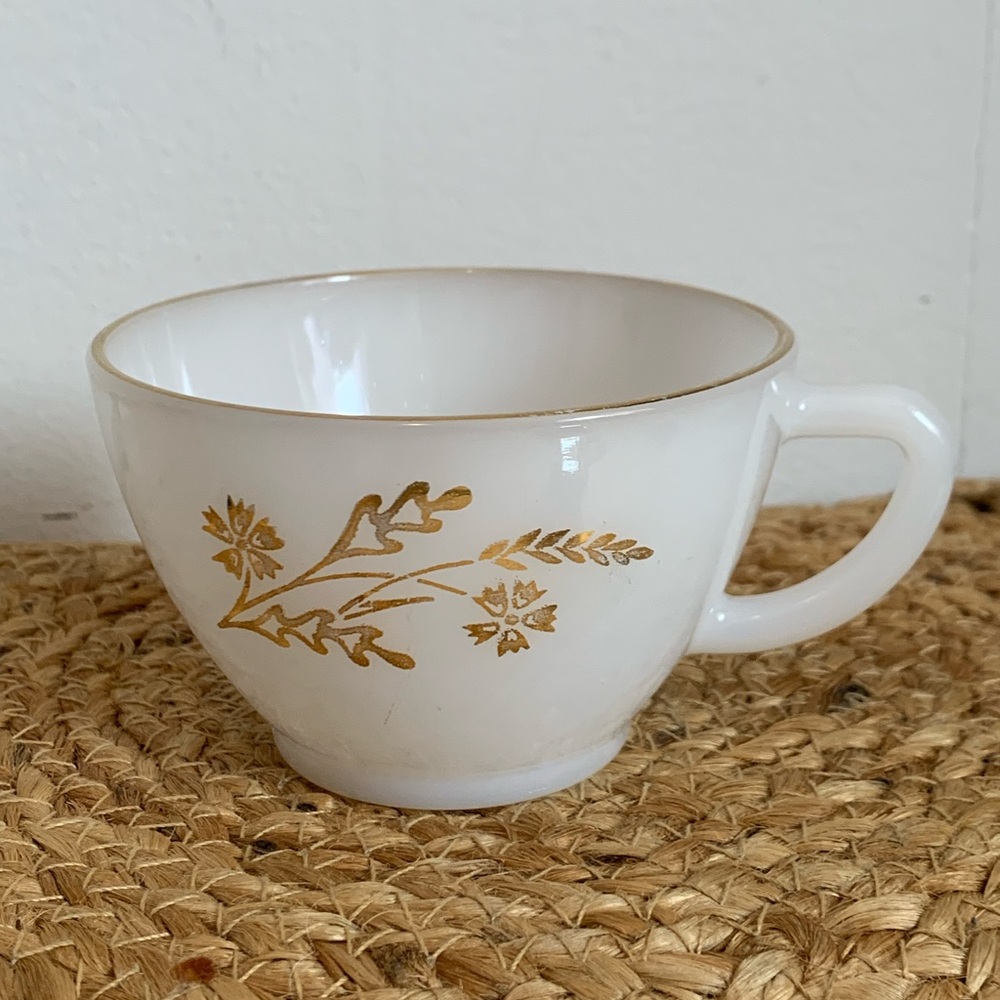 Vintage Meadow Gold Wheat-Milk Glass Tea Cup-Federal Glass Company